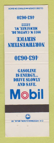 Matchbook Cover - Mobil oil gas Northwestern Service Milwaukee WI