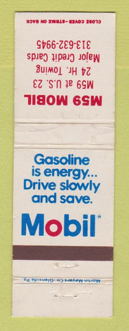 Matchbook Cover - Mobil oil gas M59 WORN