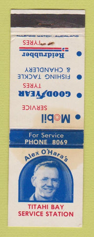Matchbook Cover - Mobil oil gas Titahi Bay New Zealand WORN