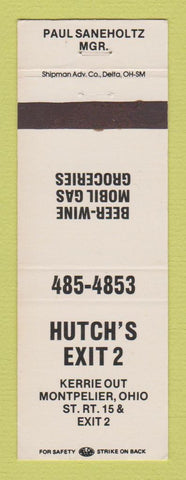 Matchbook Cover - Mobil oil gas Hutch's Exit 2 Montpelier OH