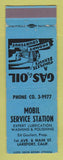 Matchbook Cover - Mobil oil gas Lakeport CA