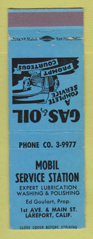 Matchbook Cover - Mobil oil gas Lakeport CA