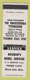 Matchbook Cover - Mobil oil gas Neuman's Wood Lake MN WRITING