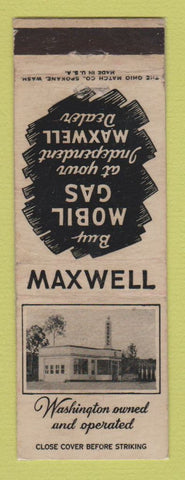 Matchbook Cover - Mobil oil gas Maxwell WEAR LAMINATED