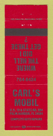 Matchbook Cover - Mobil oil gas Carl's Palm Harbor FL