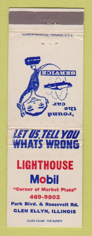 Matchbook Cover - Mobil oil gas Lighthouse Glen Ellyn IL