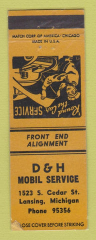 Matchbook Cover - Mobil oil gas D&H Lansing MI WEAR LAMINATED