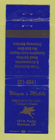 Matchbook Cover - Mobil oil gas Wayne's Norman OK