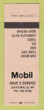 Matchbook Cover - Mobil oil gas Dave's Gays Mills WI