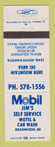 Matchbook Cover - Mobil oil gas Jim's Deadwood SD Deer Mountain Skiing Lead