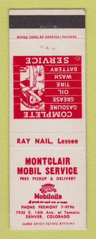 Matchbook Cover - Mobil oil gas Montclair Denver Colorado LAMINATED