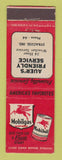 Matchbook Cover - Mobil oil gas Auer's Syracuse IN low phone #