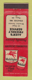 Matchbook Cover - Mobil oil gas Auer's Syracuse IN low phone # LAMINATED