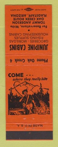 Matchbook Cover - Mobil oil gas Junipine Cabins Flagstaff AZ ORANGE