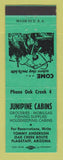Matchbook Cover - Mobil oil gas Junipine Cabins Flagstaff AZ GREEN