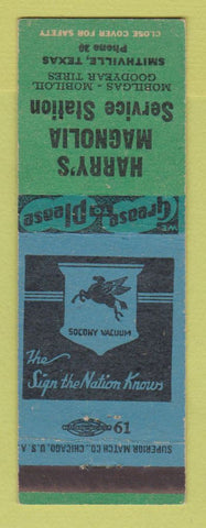 Matchbook Cover - Mobil oil gas Harry's Magonila Smithville TX low phone #