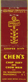 Matchbook Cover - Chen's Chop Suey Chinese Providence RI Midget