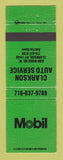 Matchbook Cover - Mobil oil gas Clarkson NY