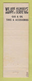 Matchbook Cover - Mobil oil gas Roy's Biola CA