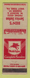 Matchbook Cover - Mobil oil gas Ben's West York PA LAMINATED