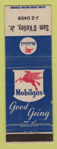 Matchbook Cover - Mobil oil gas Sam O'Kelley WEAR LAMINATED