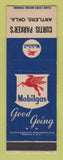 Matchbook Cover - Mobil oil gas Curtis Parker's Antlers OK LAMINATED