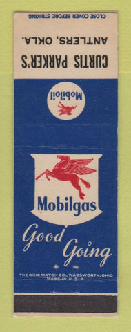 Matchbook Cover - Mobil oil gas Curtis Parker's Antlers OK LAMINATED