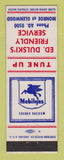 Matchbook Cover - Mobil oil gas Ed Dulski's  LAMINATED