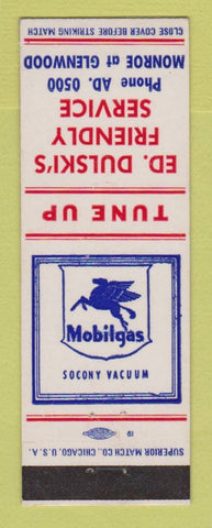 Matchbook Cover - Mobil oil gas Ed Dulski's  LAMINATED