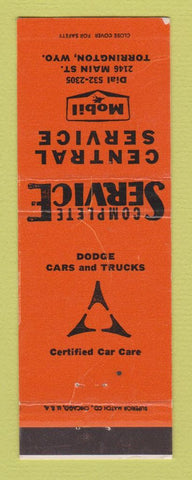 Matchbook Cover Mobil oil gas Central Service Torrington WY Dodge Trucks ORANGE