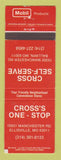 Matchbook Cover - Mobil oil gas Cross's One Stop Ellisville MO WEAR