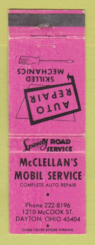 Matchbook Cover - Mobil oil gas McClellan's Dayton OH WEAR