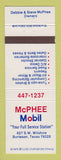 Matchbook Cover - Mobil oil gas McPhee Burleson TX