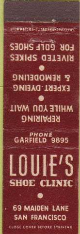 Matchbook Cover - Louie's Shoe Clinic San Francisco CA Midget