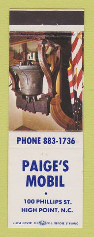 Matchbook Cover - Mobil oil gas Paige's High Point NC
