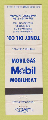 Matchbook Cover - Mobil oil gas Toney Marengo IN