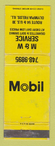 Matchbook Cover - Mobil oil gas M&W Olympia Fields IL WEAR