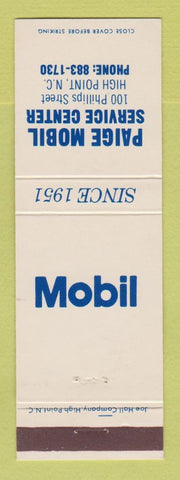 Matchbook Cover - Mobil oil gas Paige High Point NC