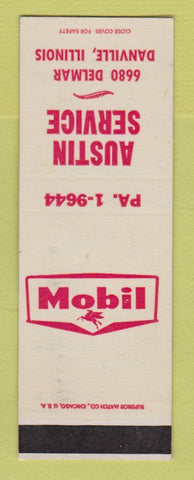 Matchbook Cover - Mobil oil gas Austin Danville IL LAMINATED