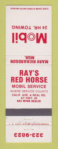 Matchbook Cover - Mobil oil gas Ray's Red Horse
