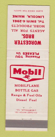 Matchbook Cover - Mobil oil gas Worcester Lincoln ME