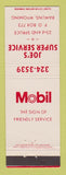 Matchbook Cover - Mobil oil gas Joe's Rawlins WY