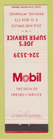 Matchbook Cover - Mobil oil gas Joe's Rawlins WY