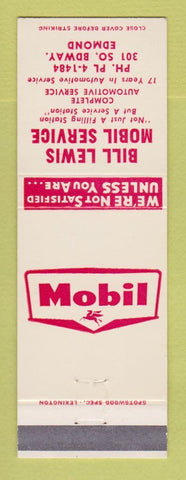 Matchbook Cover - Mobil oil gas Bill Lewis Edmond