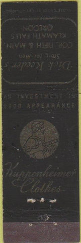 Matchbook Cover - Kuppenheimer Clothes Klamath Falls OR #1 Midget