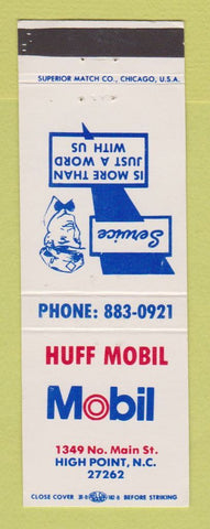 Matchbook Cover - Mobil oil gas Huff High Point NC