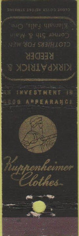 Matchbook Cover - Kuppenheimer Clothes Klamath Falls OR #2 Midget