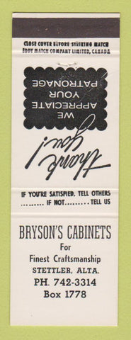 Matchbook Cover - Cryson's Cabinets Stettler AB