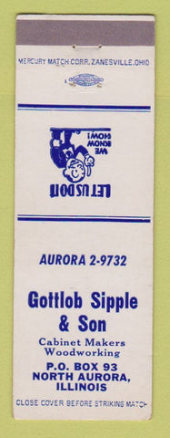 Matchbook Cover - Gottlob Sipple Son Cabinets North Aurora IL