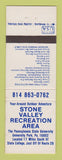 Matchbook Cover - Stone Valley Recreation Area State College PA area